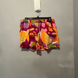 Multicolor Abstract Drawstring Shorts